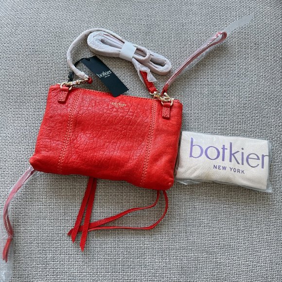 BOTKIER Salmon Leather Zip Crossbody LOGAN Organizer Wristlet Bag - Brand New - Picture 2 of 8